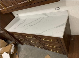 White Calacatta Quartz Stone Countertops 2cm 3cm tops