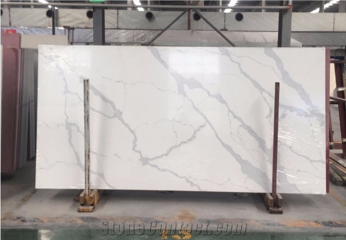 White Quartz Stone Slabs Artificial Marble Look Quartz Slabs