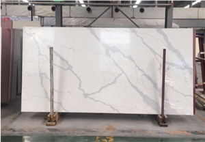 White Quartz Stone Slabs Artificial Marble Look Quartz Slabs