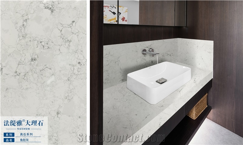 Popular Grey Engineered Marble Slab Vanity Top Wall Tile