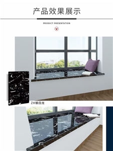 Window sill artificial marble solid surface black & white