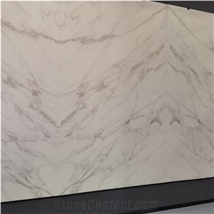 Polished Calacatta white 6mm sintered stone slab interior