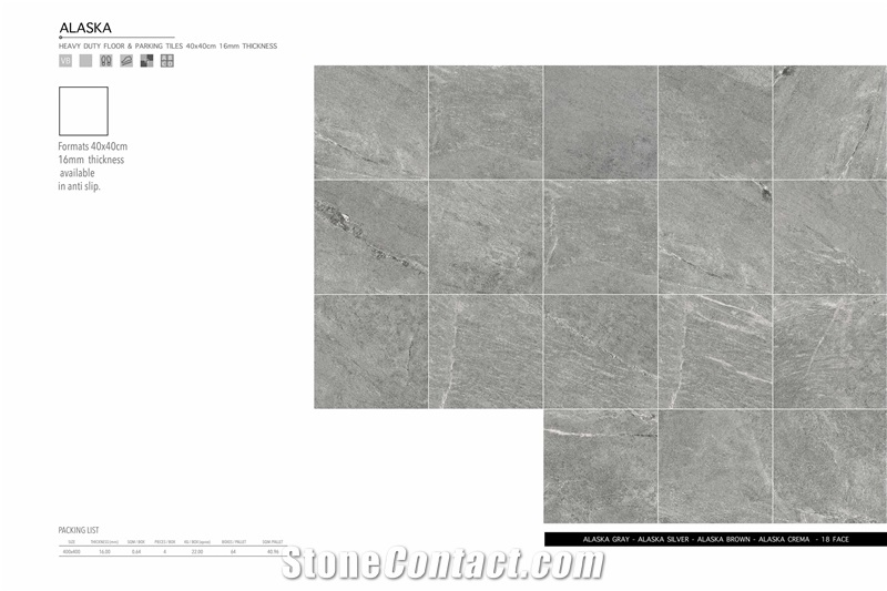 Florence Alaska Ceramic Tile 400x400 Parking Tile 16 mm