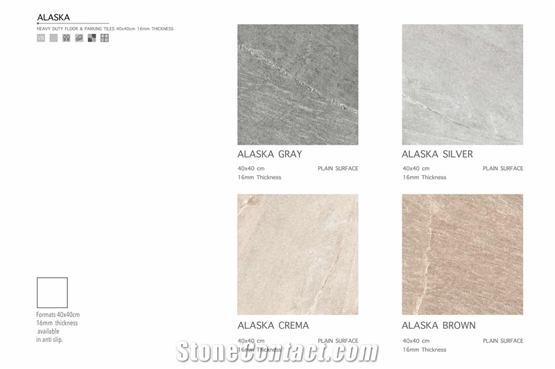 Florence Alaska Ceramic Tile 400x400 Parking Tile 16 mm