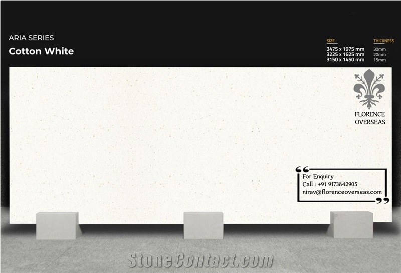 Florence Cotton White Quartz Slab