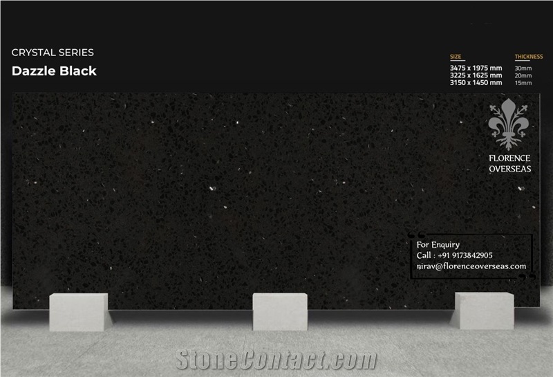 Florence Dazzle Black Quartz Slab