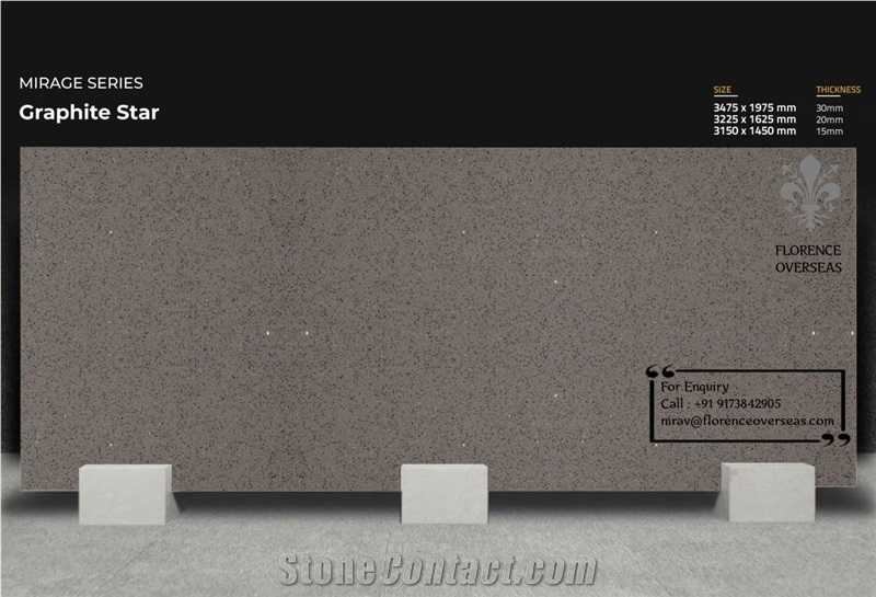 Florence Graphite Star Quartz Slab