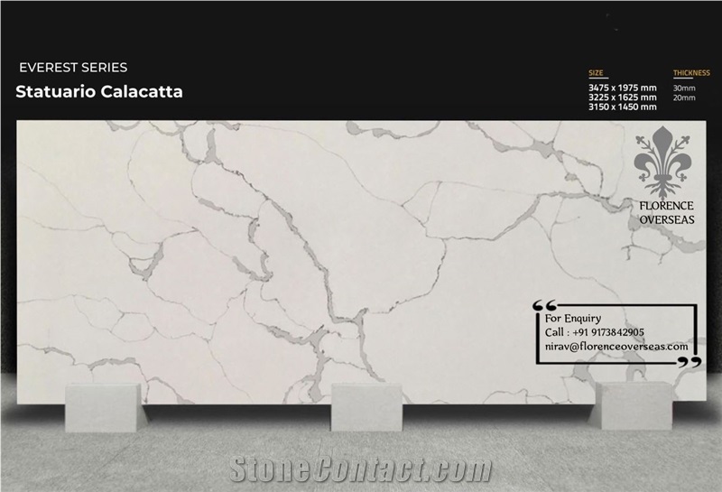 Florence Statuario Calacatta Quartz Slab