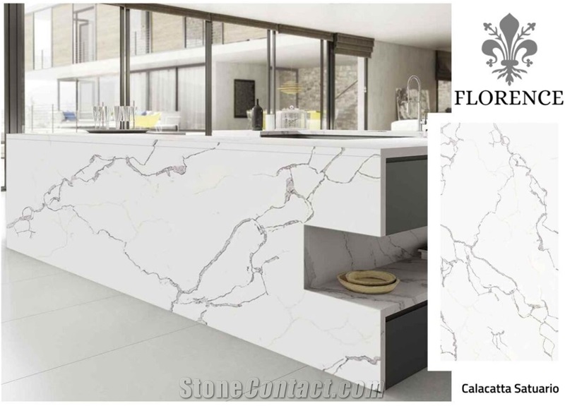 Florence Statuario Calacatta Quartz Slab