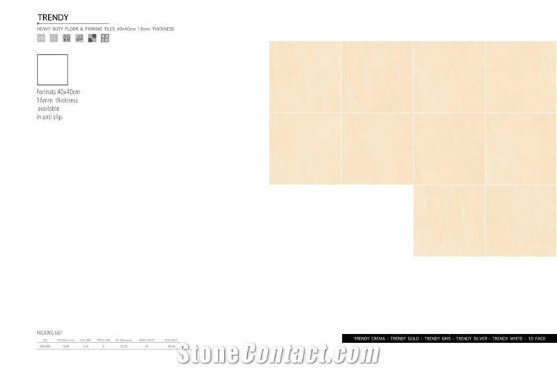 Florence Trendy Ceramic Floor Tile 400x400 Parking Tile16 mm