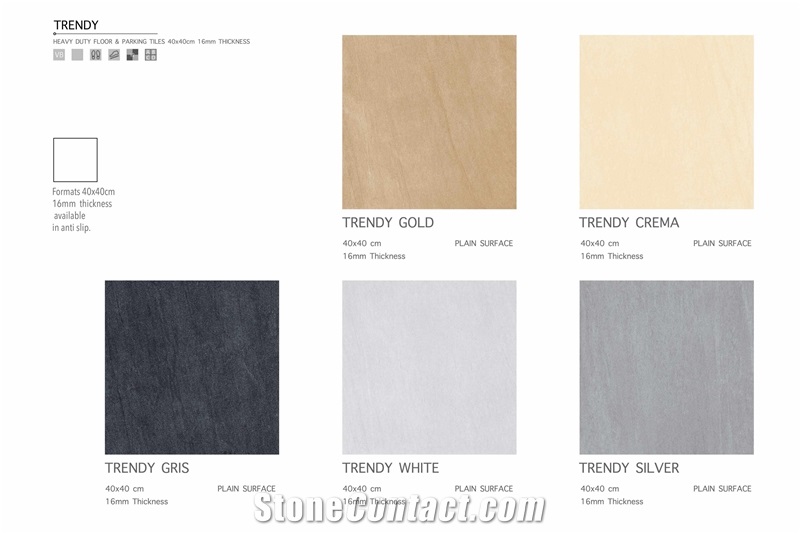 Florence Trendy Ceramic Floor Tile 400x400 Parking Tile16 mm
