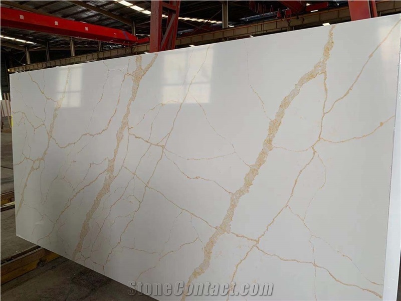 Calacatta Golden Quartz Solid Surface For Countertop