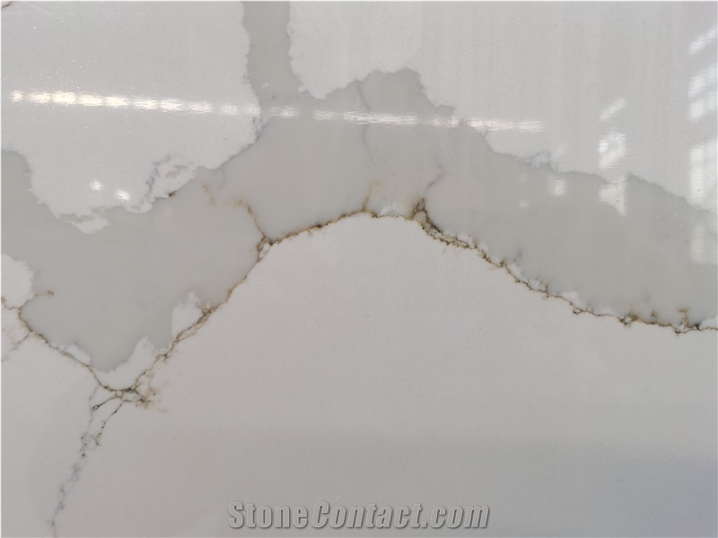 Calacatta White Artificial Quartz Slabs Engineer Solid Stone