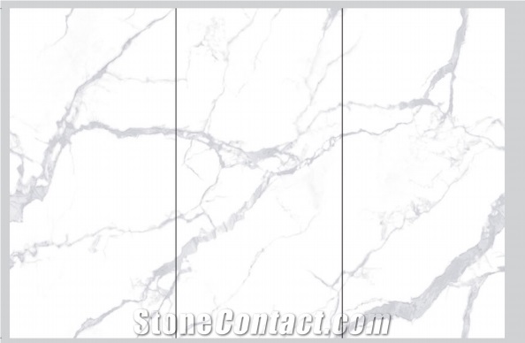 Calacatta White Porcelain Slabs Glazed Porcelain Stones