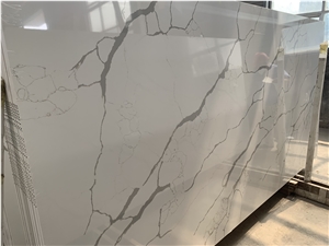 Calacatta White Quartz Slabs For Countertop