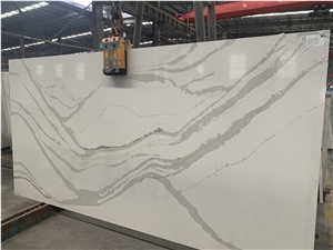 Calacatta White Quartz Surface Engineer Solid Stone