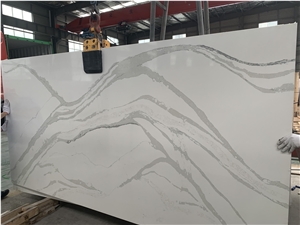 Calacatta White Quartz Surface Engineer Solid Stone