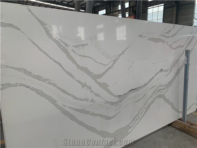 Calacatta White Quartz Surface Engineer Solid Stone