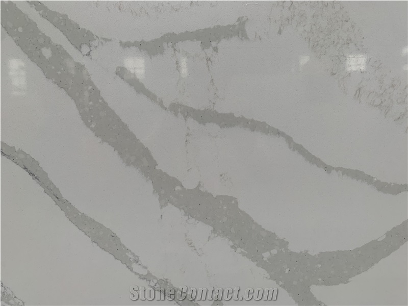 Calacatta White Quartz Surface Engineer Solid Stone