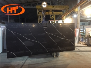 Black Calacatta Quartz Big Slab 320cm From Vietnam