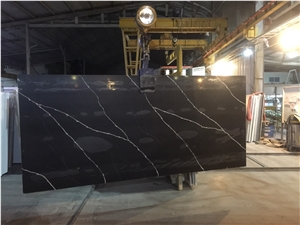 Black Calacatta Quartz Big Slab 320cm From Vietnam