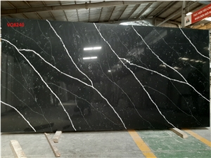Black Calacatta Quartz Big Slab 320cm From Vietnam
