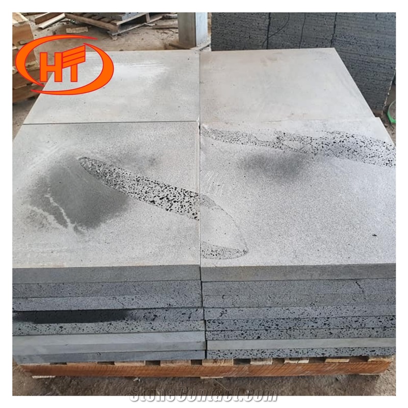 Black and Grey Basalt Stone Lava Stone Cubic Tile Stepping 