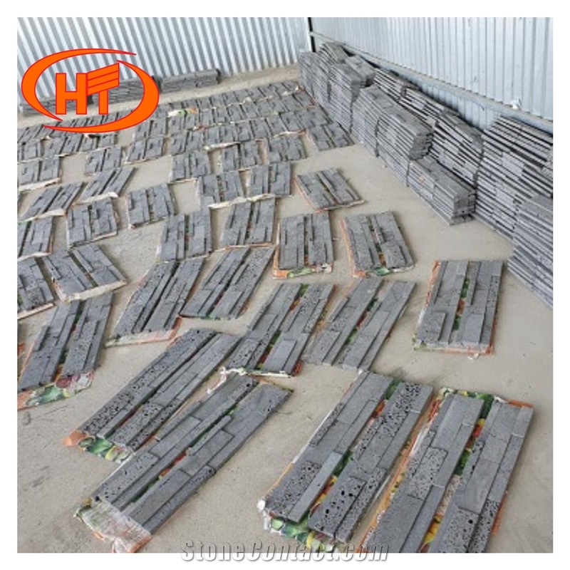 Black and Grey Basalt Stone Lava Stone Cubic Tile Stepping 