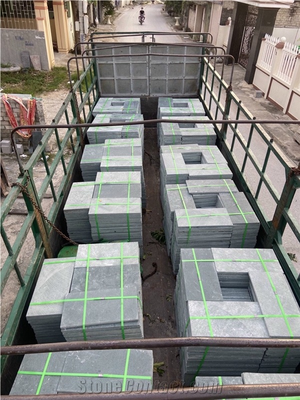 Honed Green Stone LimeStone Tile From Vietnam