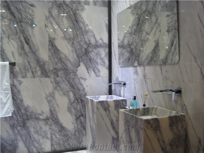 Milas Lilac Marble Step Tiles Risers Staircase 