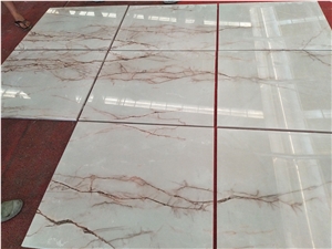 Red Line White Jade Marble Tile Slabs Supplier 
