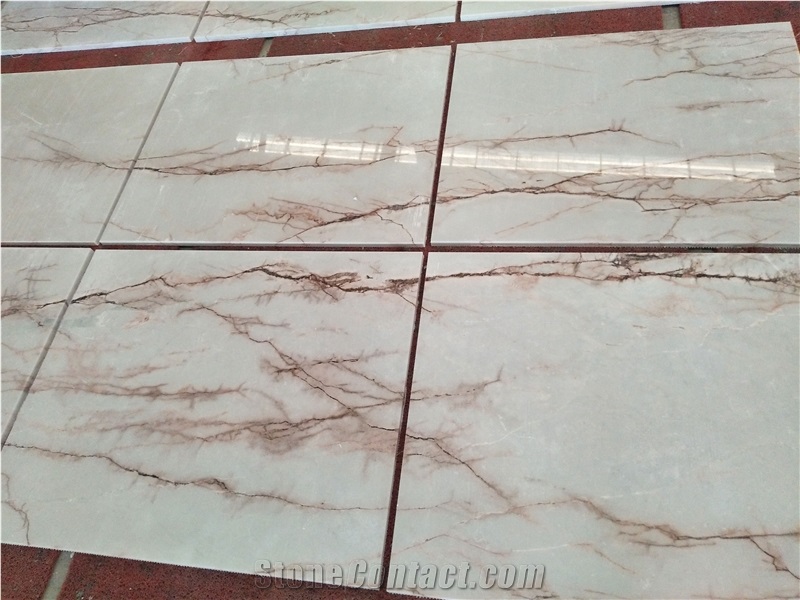 Red Line White Jade Marble Tile Slabs Supplier 