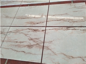 Red Line White Jade Marble Tile Slabs Supplier 