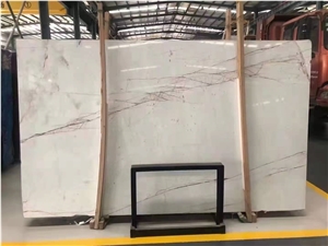 Red Line White Jade Marble Tile Slabs Supplier 