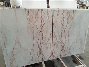 Red Line White Jade Marble Tile Slabs Supplier 