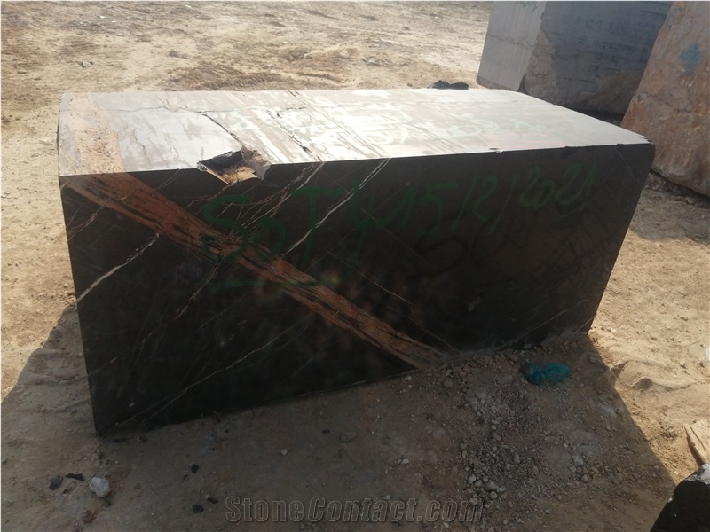 Black Aziza-Nero Gold Marble, Black St. Laurent Marble Block