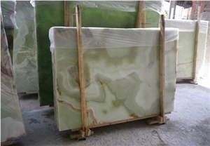 Backlit Green Onyx Glass Panel