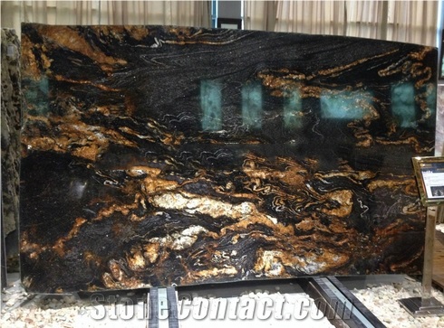 Golden Magma Black Imported Granite Slabs And Tiles