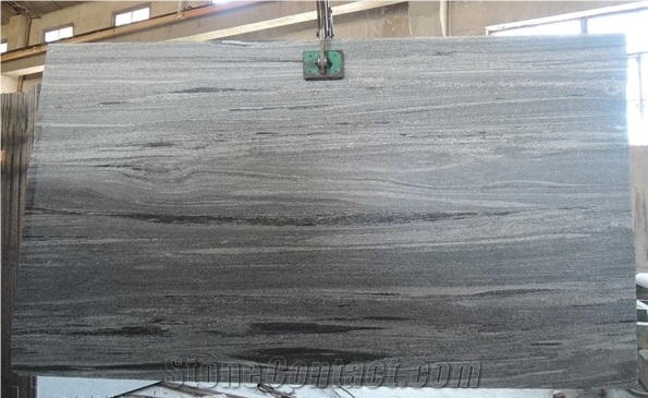 Nero Santiago Granite Stone Big Slabs Flamed+Brushed