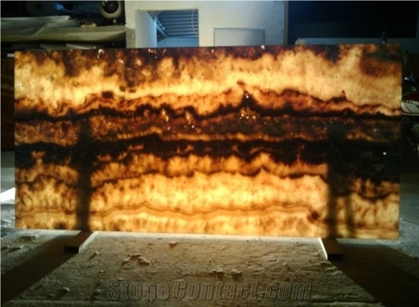 Translucent Tiger Vein Onyx Decorative Wall