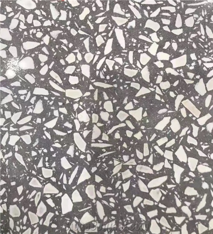 black authentic terrazzo glass floor kitchen tile 