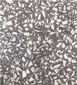 black authentic terrazzo glass floor kitchen tile 