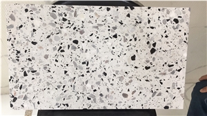 black authentic terrazzo glass floor kitchen tile 