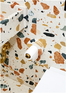 pink green terrazzo bathroom floor tile authenic terrazzo 