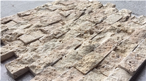 Brick Travertine Mosaic Design Split Wall Linear Strips Tile