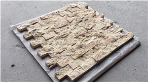 Brick Travertine Mosaic Design Split Wall Linear Strips Tile
