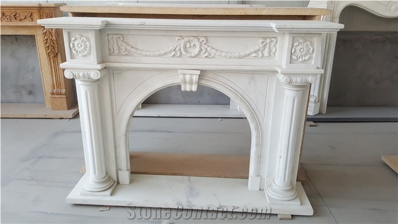 china carrara sculptured antique modern fireplace mantel