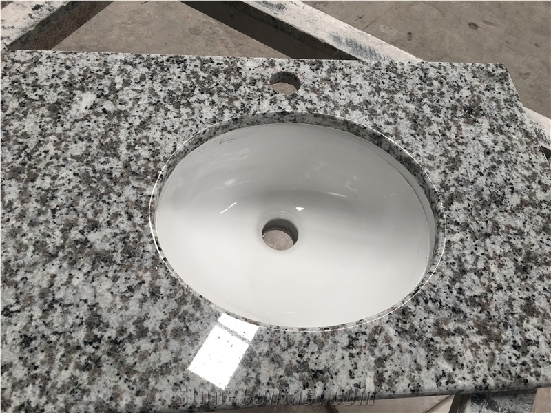 China white granite hotel vanity bath top prefab countertop