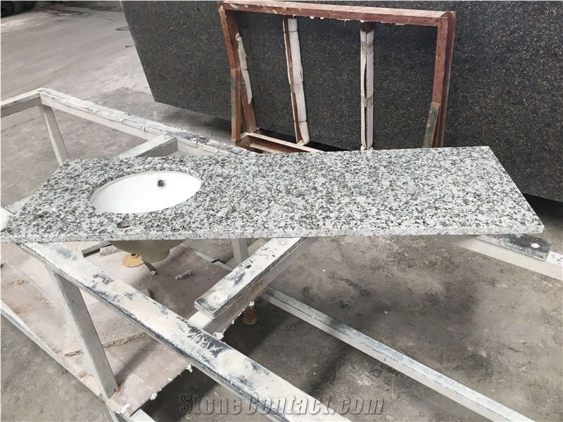 China white granite hotel vanity bath top prefab countertop