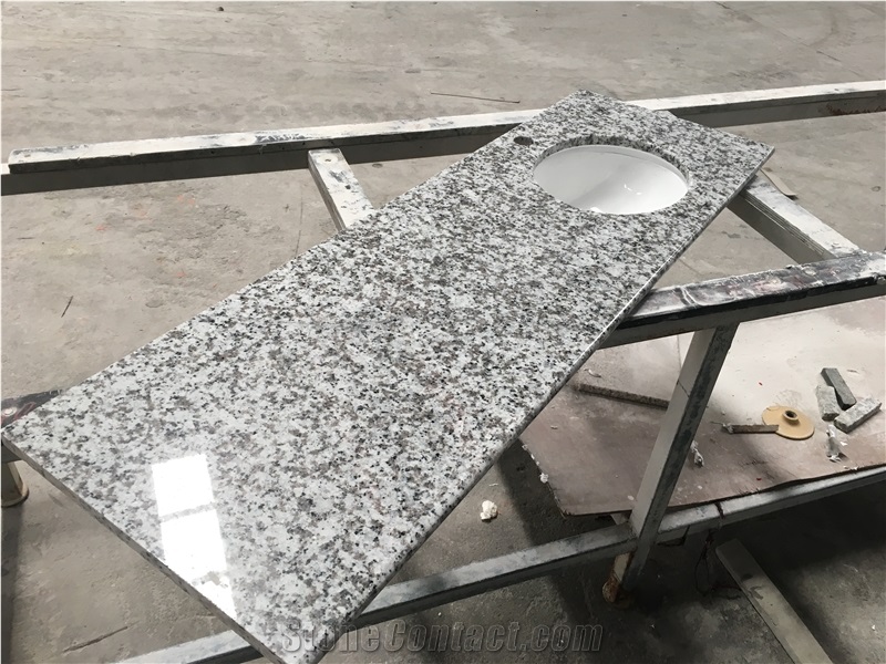 China white granite hotel vanity bath top prefab countertop